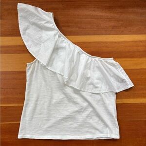 Nation LTD White Noella One-Shoulder Ruffle Blouse